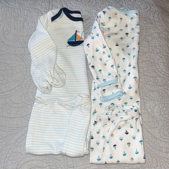 Two baby sail boat sleep sacks 0-3 months baby bundle Daygown sleepers - Picture 4 of 4